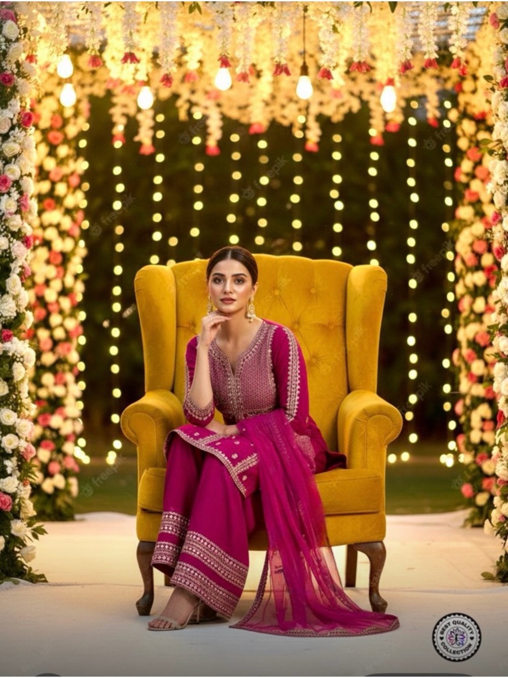 Chanderi Silk  Embroidered Salwar Kameez wedding Set Sequin and silk